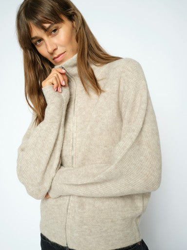 Mos Mosh Thora Knit Zip Feather Grey Cardigan