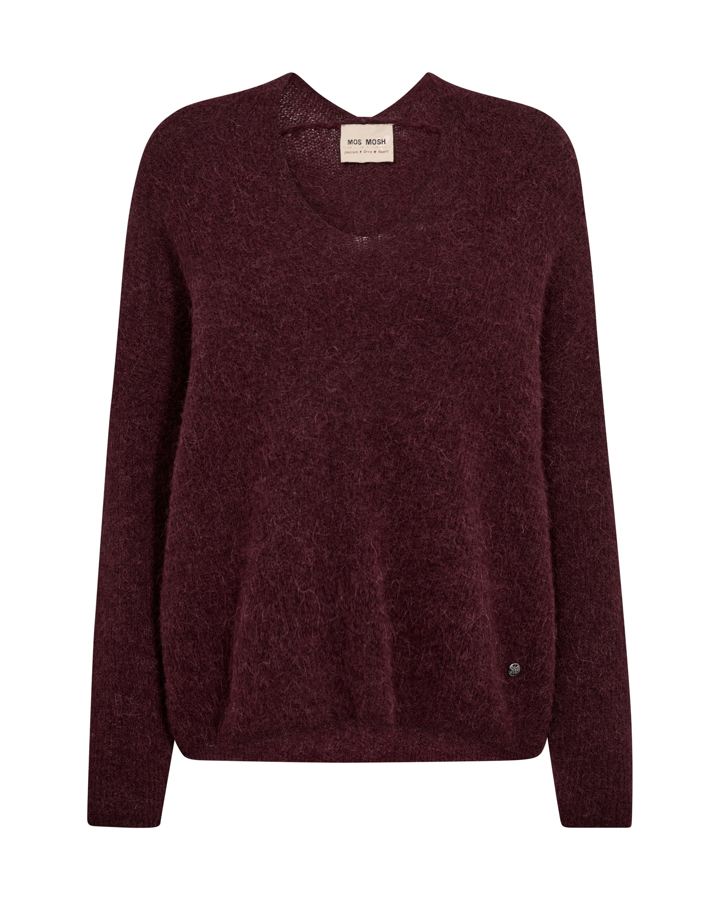 Mos Mosh Thora Port Royale V-neck Knit  Burgunder Genser