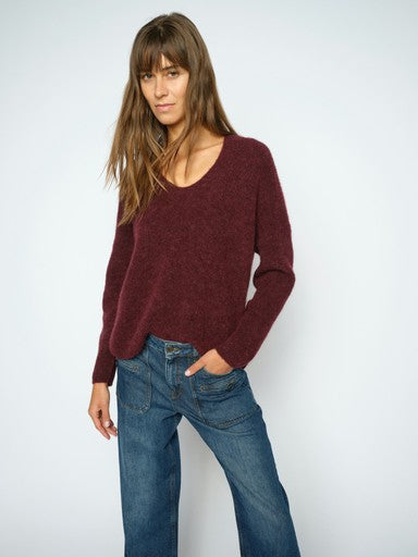 Mos Mosh Thora Port Royale V-neck Knit  Burgunder Genser