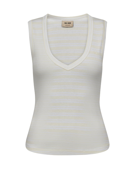 Mos Mosh Elle V-Neck Solid White Tank Top