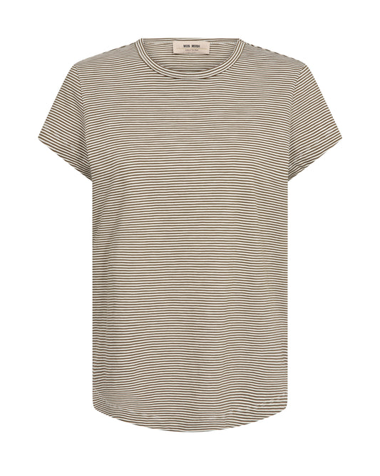 Mos Mosh Campa O-SS Burnt Olive Striped Tee