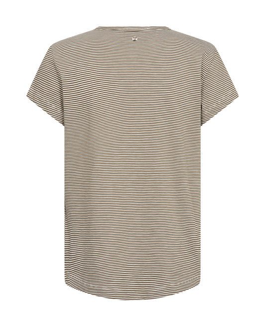 Mos Mosh Campa O-SS Burnt Olive Striped Tee