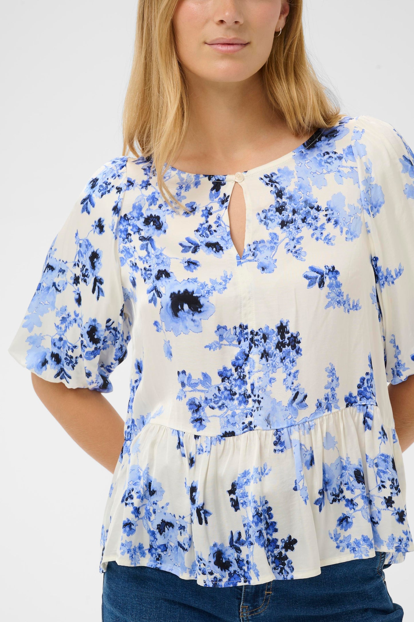 Part Two Azelia Blue Shaddow Flower Blouse