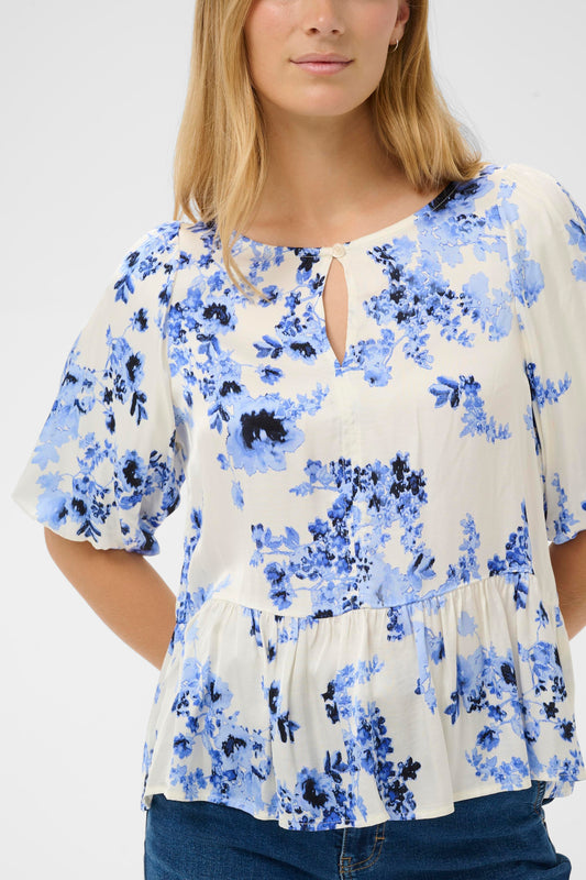 Part Two Azelia Blue Shaddow Flower Blouse
