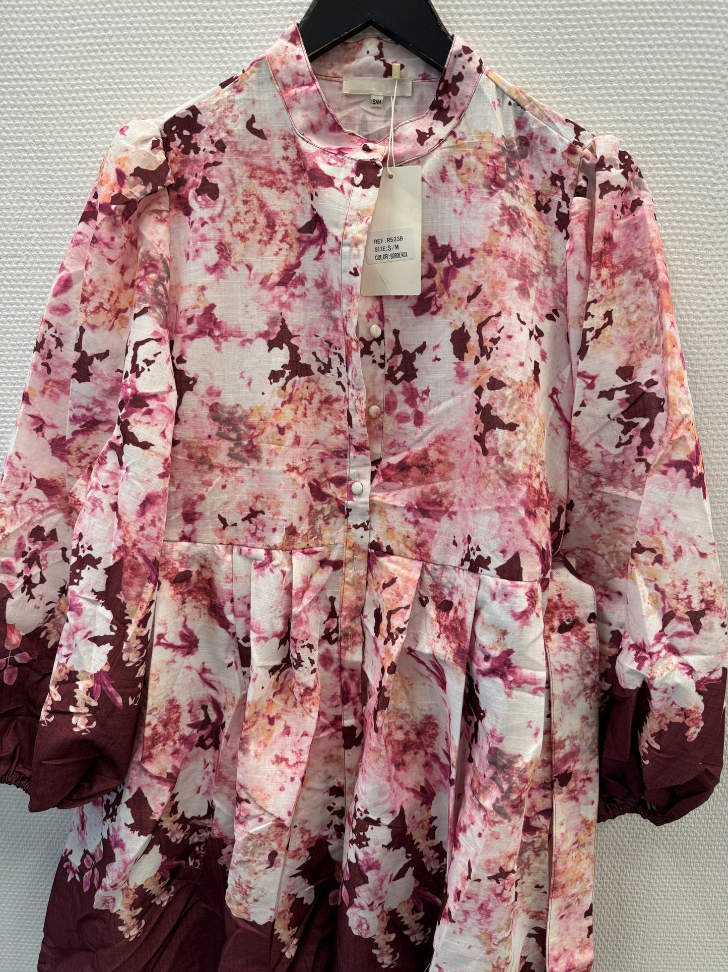 From Paris With Love Blomster Print Bordeux Kort Kjole