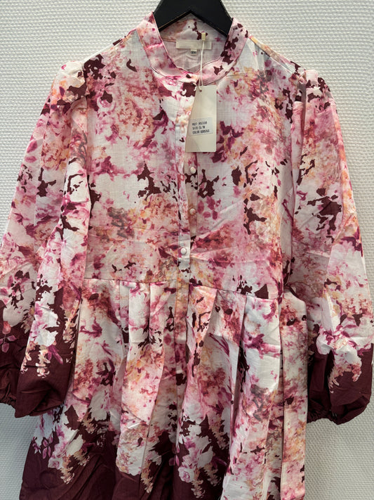 From Paris With Love Blomster Print Bordeux Kort Kjole