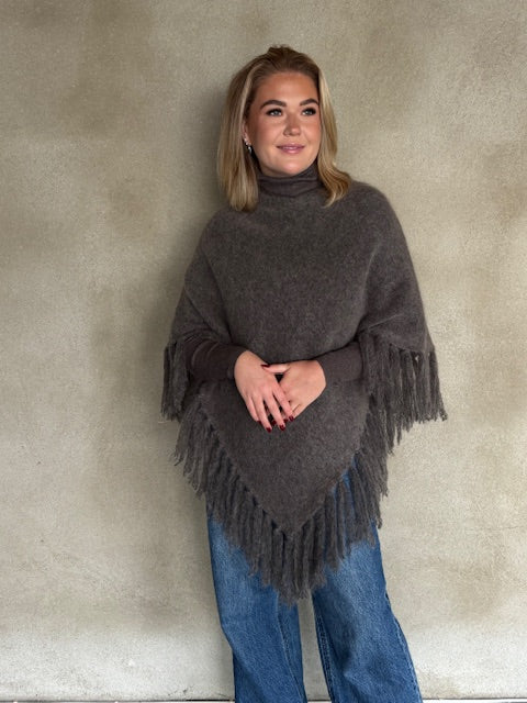 Reve Caroline Poncho Med Frynser Gray