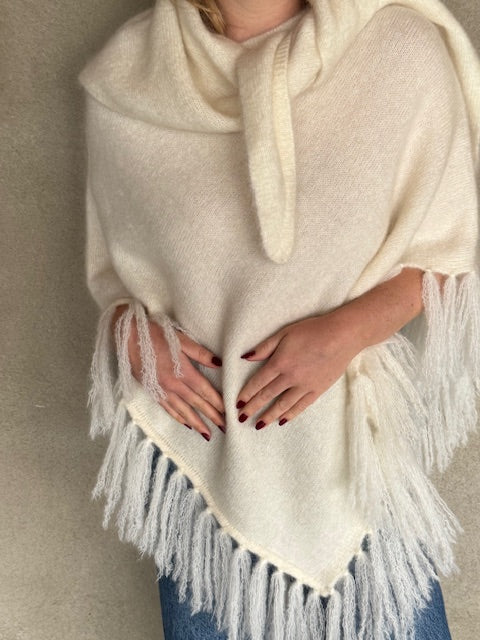 Reve Caroline Poncho Med Frynser Off White