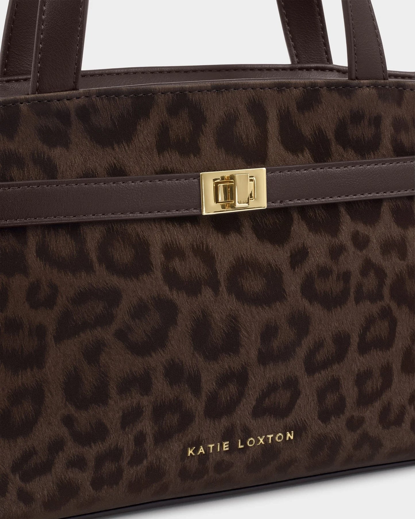 Katie Loxton Orin Top Handle Chocolate Leopard Bag