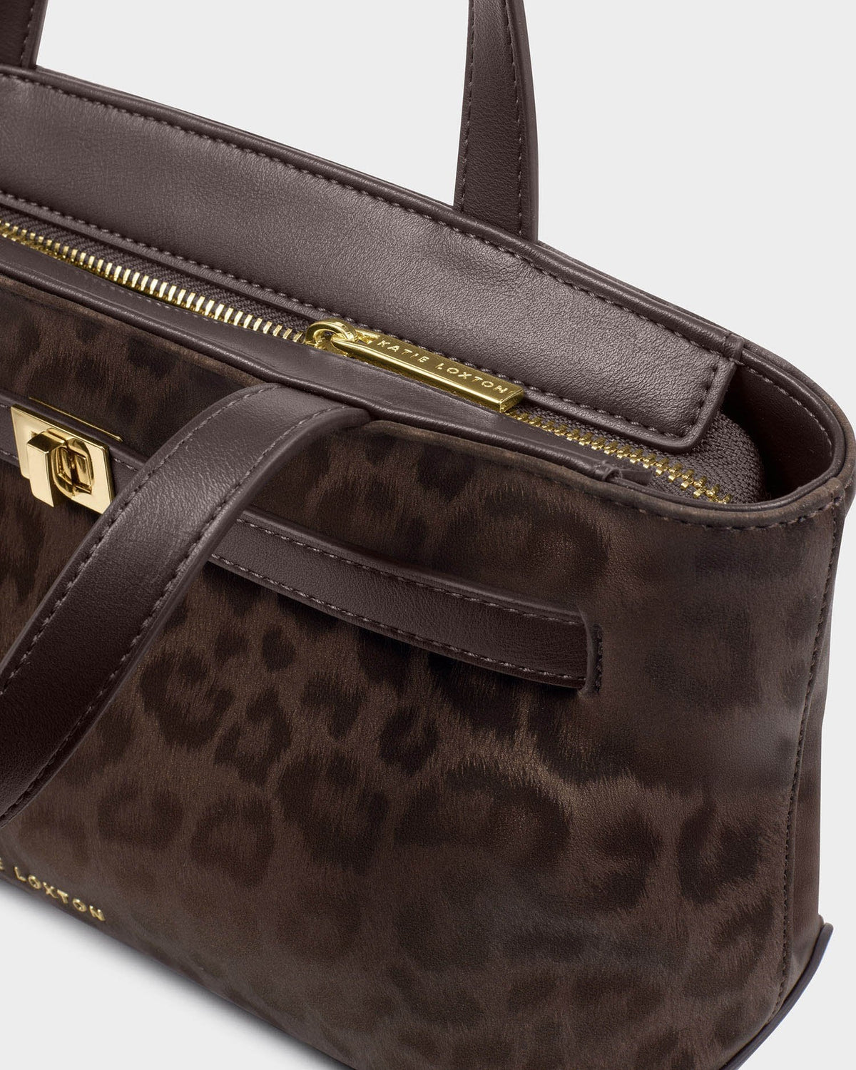 Katie Loxton Orin Top Handle Chocolate Leopard Bag